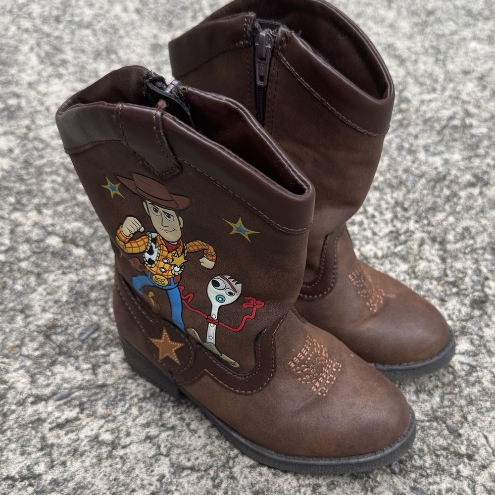 Disney Toy Story Woody Pull-on Zip Up Cowboy Western Boot Brown Toddler Sz. 8